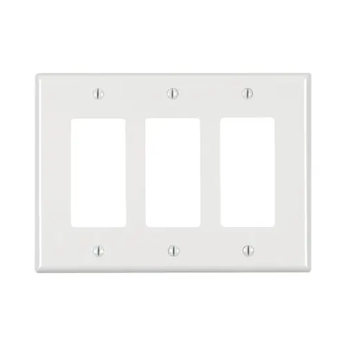 Wall Plate White 3 gang Thermoplastic Nylon Decora/GFCI White Wall Plate White 3 gang Thermoplastic Nylon Decora/GFCI White