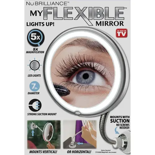 LED Vanity Mirror As Seen On TV 14.5" H X 7" W Flexible Silver