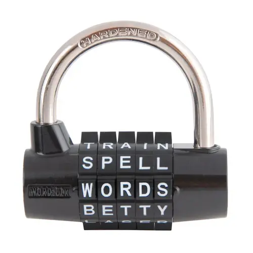 Padlock 4.92" H X 2-5/8" W Hardened Steel 5-Dial Combination Black Padlock 4.92" H X 2-5/8" W Hardened Steel 5-Dial Combination Black