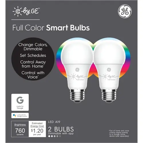 LED Smart Bulb A19 E26 (Medium) Color Changing 60 W White Pair LED Smart Bulb A19 E26 (Medium) Color Changing 60 W White Pair