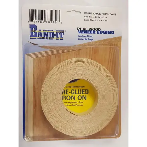 Real Wood Veneer Edging 7/8" W X 50 ft. L X .030" T White Maple Real Wood Veneer Edging 7/8" W X 50 ft. L X .030" T White Maple