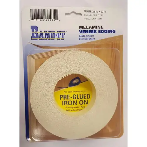 Edge Banding .030" X 7/8" W X 50 ft. L White Melamine #2/BTR Premium Grade