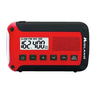 MIDLAND INDUSTRIES ER10VP Emergency Weather Radio Black/Red Digital Battery Operated Black/Red