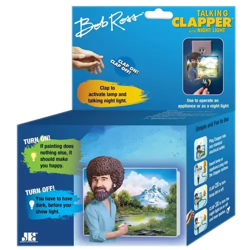 Talking Clapper and Nightlight Bob Ross Plastic Multicolored - pack of 12