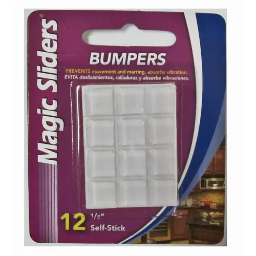 Bumper Pads Rubber Self Adhesive Clear Square 1/2" W X 1/2" L Clear