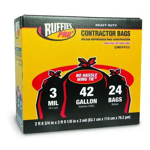 Contractor Bags 42 gal Wing Ties Black Contractor Bags 42 gal Wing Ties Black