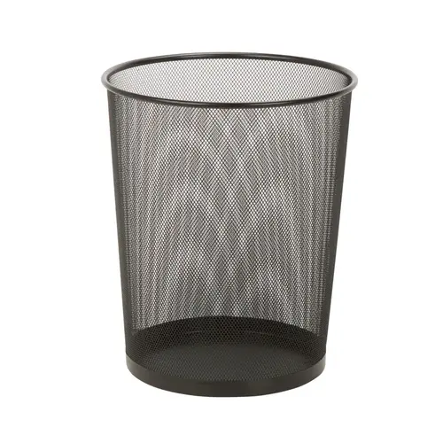 Wastebasket 2.1 gal Black Metal Open Top Black Wastebasket 2.1 gal Black Metal Open Top Black