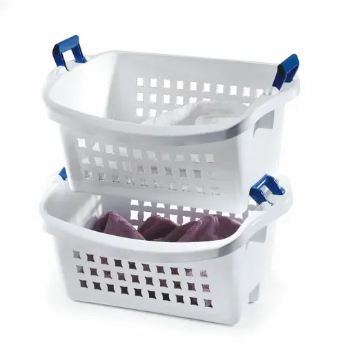 Laundry Basket Stack'N Sort White Plastic White - pack of 6 Laundry Basket Stack'N Sort White Plastic White - pack of 6