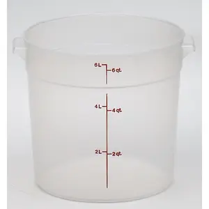 CAMBRO RFS6PP190 Cambro 6 Quart Round Translucent Measuring Storage Container, 12 Each