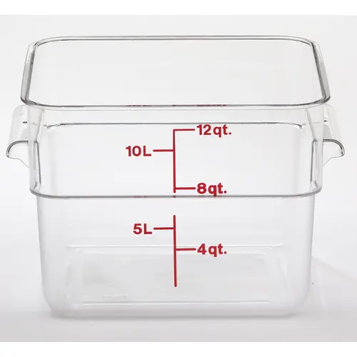 Cambro 12 Quart Clear Measuring Plastic Square Container, 6 Each