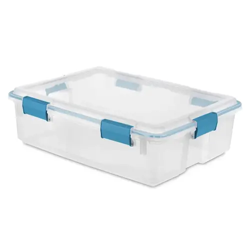 Latch Storage Box 7" H X 18" W X 24" D Stackable Clear - pack of 4 Latch Storage Box 7" H X 18" W X 24" D Stackable Clear - pack of 4
