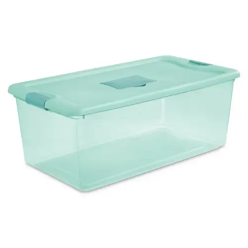 Latch Storage Box 13" H X 18.75" W X 33.875" D Stackable Aqua - pack of 4 Latch Storage Box 13" H X 18.75" W X 33.875" D Stackable Aqua - pack of 4