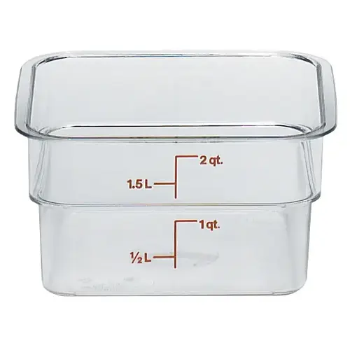 Cambro 2 Quart Clear Measuring Plastic Square Container, 6 Each Cambro 2 Quart Clear Measuring Plastic Square Container, 6 Each