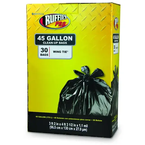 Trash Bags Pro 45 gal Wing Ties Black Trash Bags Pro 45 gal Wing Ties Black