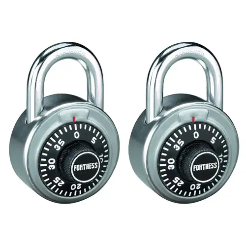 Padlock 6" H X 1-7/8" W Stainless Steel 3-Dial Combination Keyed Alike Silver Pair Padlock 6" H X 1-7/8" W Stainless Steel 3-Dial Combination Keyed Alike Silver Pair