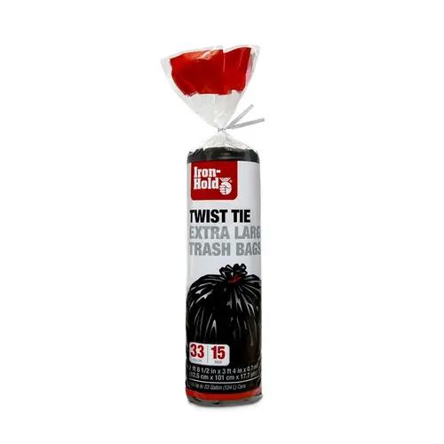 Trash Bags 33 gal Twist Tie 15 pk 0.7 mil Black Trash Bags 33 gal Twist Tie 15 pk 0.7 mil Black