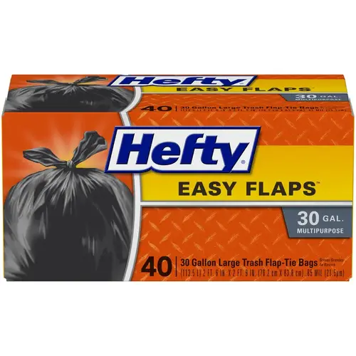 Trash Bags Easy Flap 30 gal Flap Tie Black - pack of 40 Trash Bags Easy Flap 30 gal Flap Tie Black - pack of 40