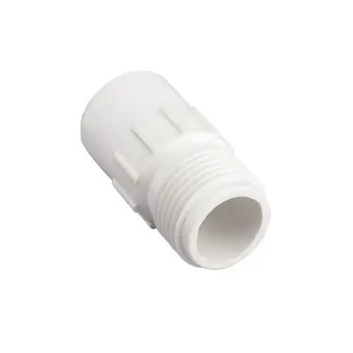 Hose to Pipe Adapter, 1/2 x 3/4 in, Slip Joint x MHT, PVC, White Hose to Pipe Adapter, 1/2 x 3/4 in, Slip Joint x MHT, PVC, White
