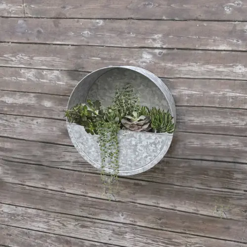 Wall Planter 14" D Metal Galvanized Galvanized Wall Planter 14" D Metal Galvanized Galvanized