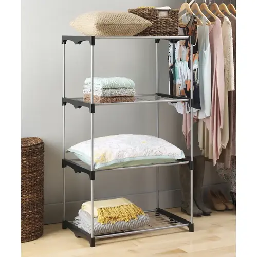 Closet Shelves 54" H X 19.5" W X 31.5" D Metal Black/Silver