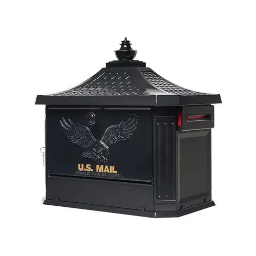 Locking Mailbox Hamilton Cast Aluminum Post Mounted Black Smooth Locking Mailbox Hamilton Cast Aluminum Post Mounted Black Smooth