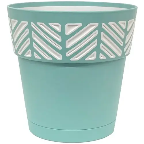 Planter Mosaic 7.49" H X 8" D Resin Vaso Save Teal Teal