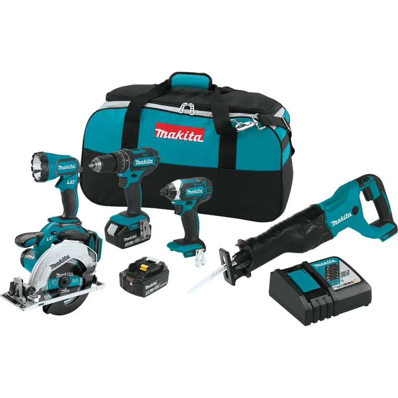 Makita 18V LXT Lithium-Ion Cordless 5-Piece Combo Kit (3.0Ah) XT505