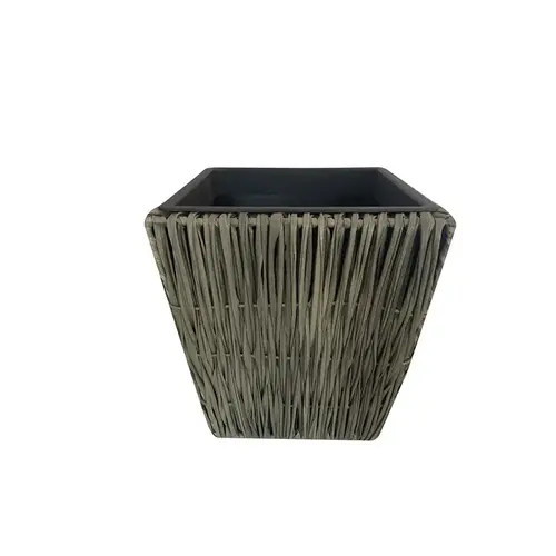Planter 14.17" H X 14.5" W X 14.5" D Plastic Wicker Gray Gray Planter 14.17" H X 14.5" W X 14.5" D Plastic Wicker Gray Gray