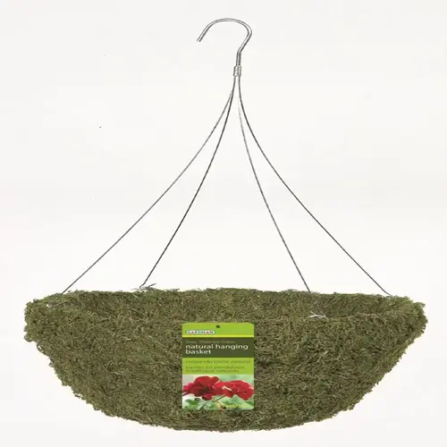 Hanging Basket 14" D Natural Fiber Sphagnum Moss Green Green Hanging Basket 14" D Natural Fiber Sphagnum Moss Green Green