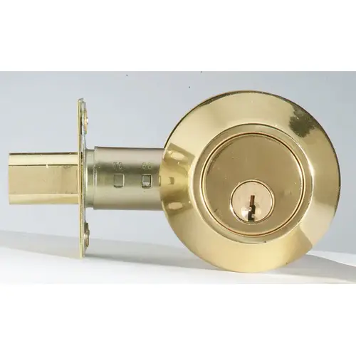 Single Cylinder Deadbolt Polished Brass Brass Polished Brass Single Cylinder Deadbolt Polished Brass Brass Polished Brass