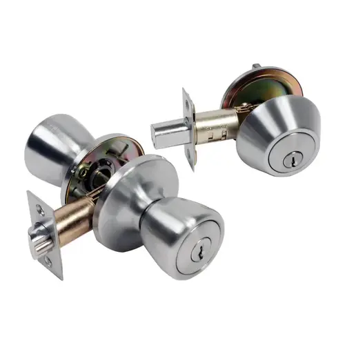 Knob and Deadbolt Set Satin Chrome 1-3/4" Satin Chrome Knob and Deadbolt Set Satin Chrome 1-3/4" Satin Chrome