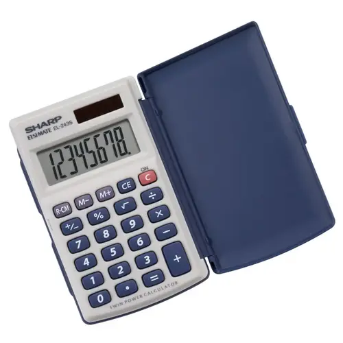 Pocket Calculator Blue/Gray 8 digit Solar Powered Blue/Gray Pocket Calculator Blue/Gray 8 digit Solar Powered Blue/Gray