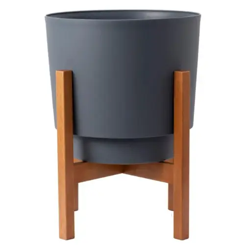 Planter with Stand Hopson 14.5" H X 16" D Plastic Charcoal Charcoal Planter with Stand Hopson 14.5" H X 16" D Plastic Charcoal Charcoal
