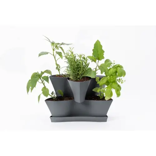 Planter Collins 10.6" H X 16" W X 14.5" D Resin 2 Level Charcoal Charcoal Planter Collins 10.6" H X 16" W X 14.5" D Resin 2 Level Charcoal Charcoal