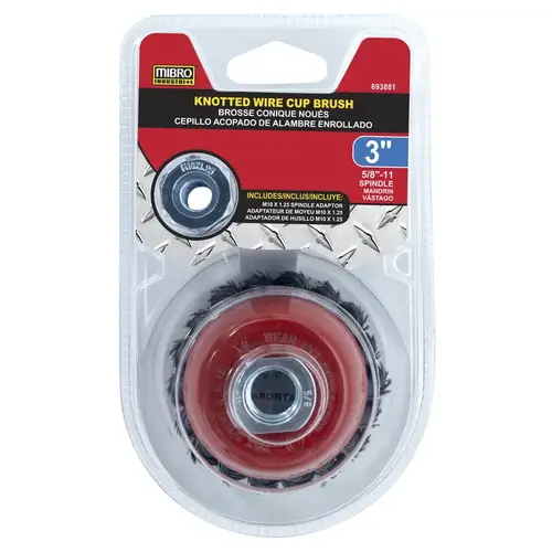 Wire Cup Brush 3" Knotted Carbon Steel 12500 rpm Wire Cup Brush 3" Knotted Carbon Steel 12500 rpm