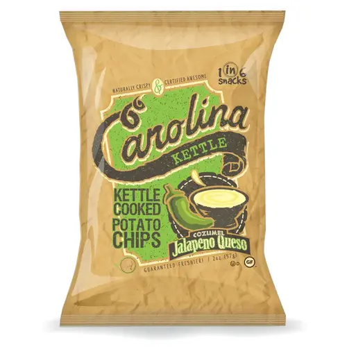 Kettle Cooked Potato Chips Carolina Cozumel Jalapeno Queso 2 oz Bagged - pack of 20