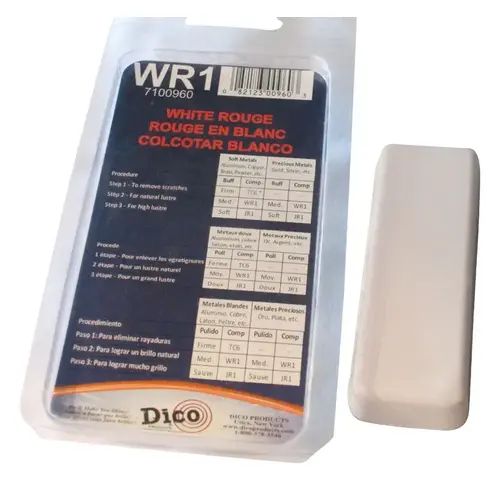 Buffing Compound, 1/2 in Thick, White Rouge, White Buffing Compound, 1/2 in Thick, White Rouge, White
