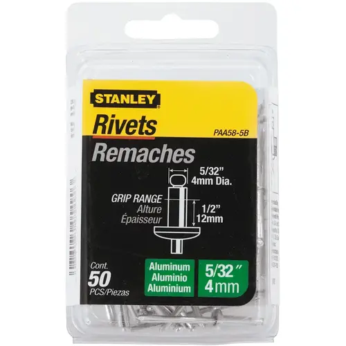 Rivets 5/32" D X 1/2" Aluminum Silver Silver