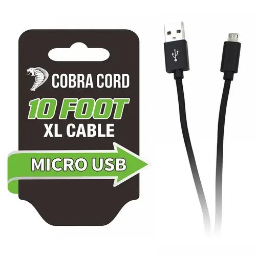 Cell Phone Cord Cobra Cord Micro USB Nylon Black - pack of 12