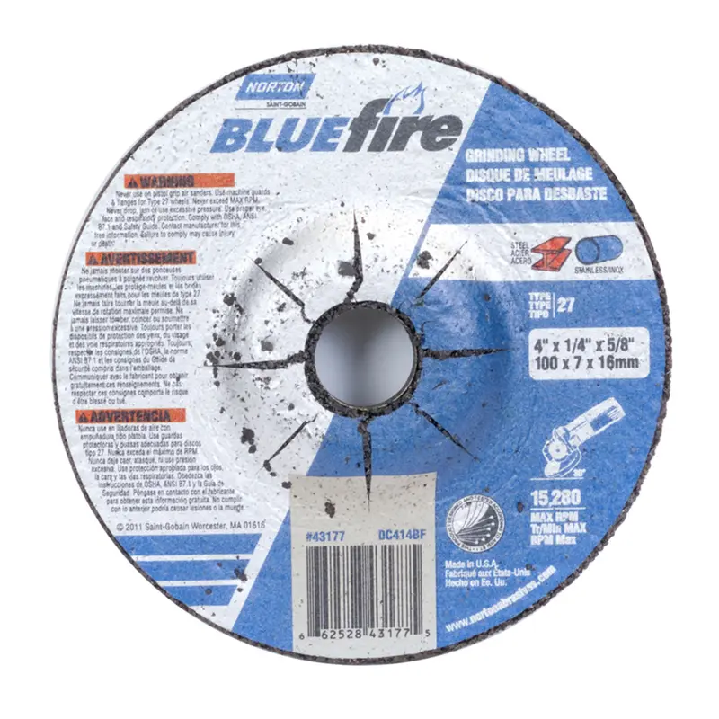Norton Grinding Wheel BlueFire 4 D X 5/8 66252843177 Norton Grinding Wheel BlueFire 4 D X 5/8 66252843177