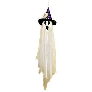 Fun World 91668 Hanging Decor 27" Friendly Ghost with Hat