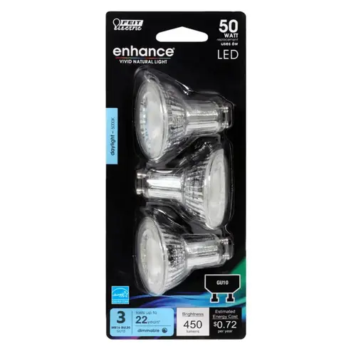 A/3 LED Bulb, Track/Recessed, MR16 Lamp, 50 W Equivalent, GU10 Lamp Base, Dimmable - pack of 18