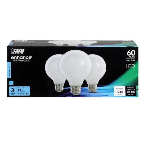 Filament LED Bulb Enhance G25 E26 (Medium) Daylight 60 W Frosted Filament LED Bulb Enhance G25 E26 (Medium) Daylight 60 W Frosted