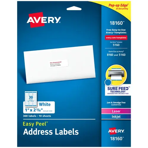 Multipurpose Label Easy Peel Rectangle White White - pack of 5 Multipurpose Label Easy Peel Rectangle White White - pack of 5
