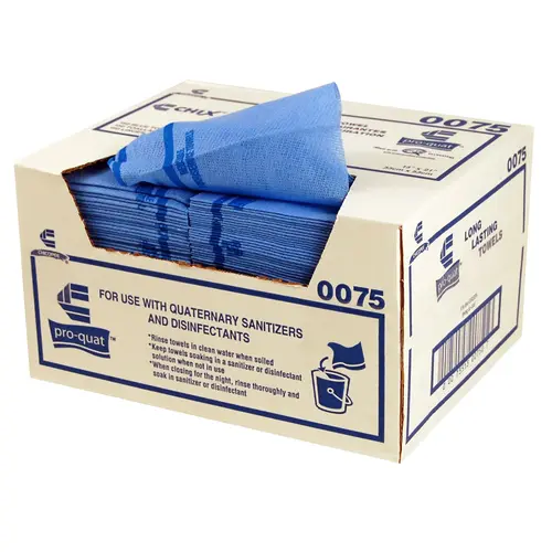 Chix(R) Pro-Quat Foodservice Towel W/ microban Blue w/ blue print med-hvy duty 13x21