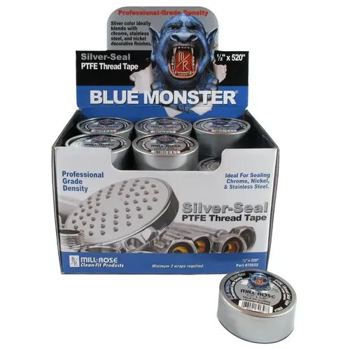Thread Seal Tape Blue Monster Silver 1/2" W X 520" L Silver - pack of 30 Thread Seal Tape Blue Monster Silver 1/2" W X 520" L Silver - pack of 30