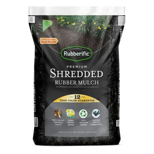 Mulch Black Shredded Rubber 0.8 ft Black Mulch Black Shredded Rubber 0.8 ft Black