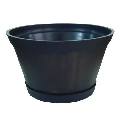 Planter 9.5" H X 15.5" D Resin Whiskey Barrel Brown Brown Planter 9.5" H X 15.5" D Resin Whiskey Barrel Brown Brown