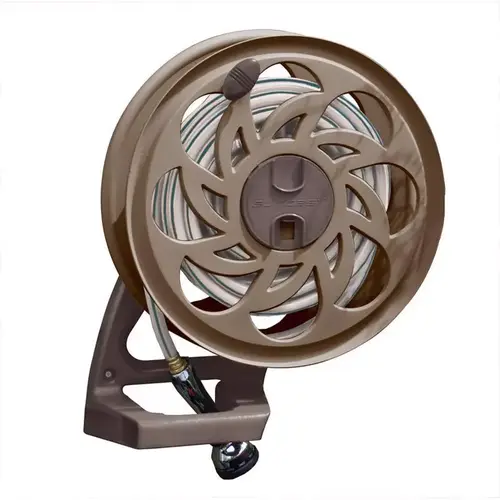Hideaway Hose Reel Side Tracker 125 ft. Brown Wall Mounted Brown