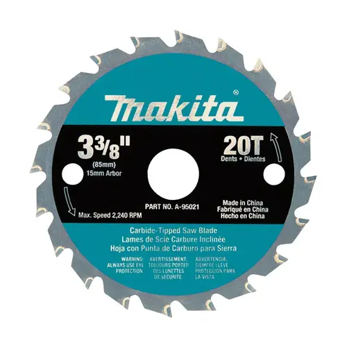 Circular Saw Blade 3-3/8" D X 15 mm N/A Carbide Tipped 20 teeth Circular Saw Blade 3-3/8" D X 15 mm N/A Carbide Tipped 20 teeth